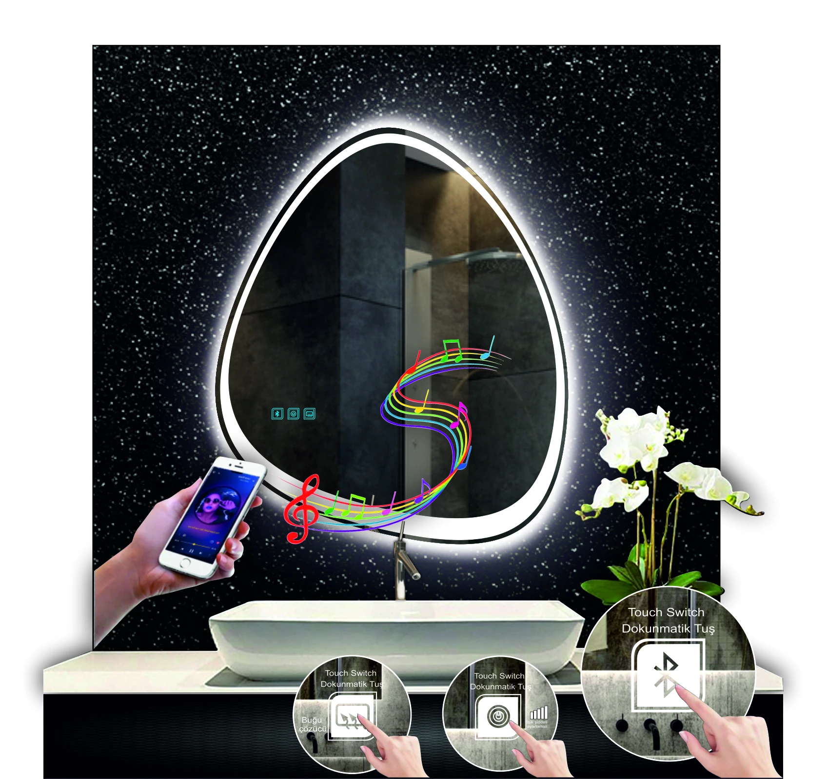 Asimetrik Bluetooth Ayna Model 1