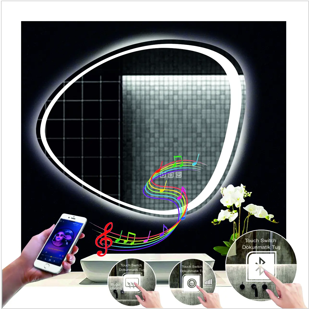 Asimetrik Bluetooth Ayna Model 8 - Görsel 2