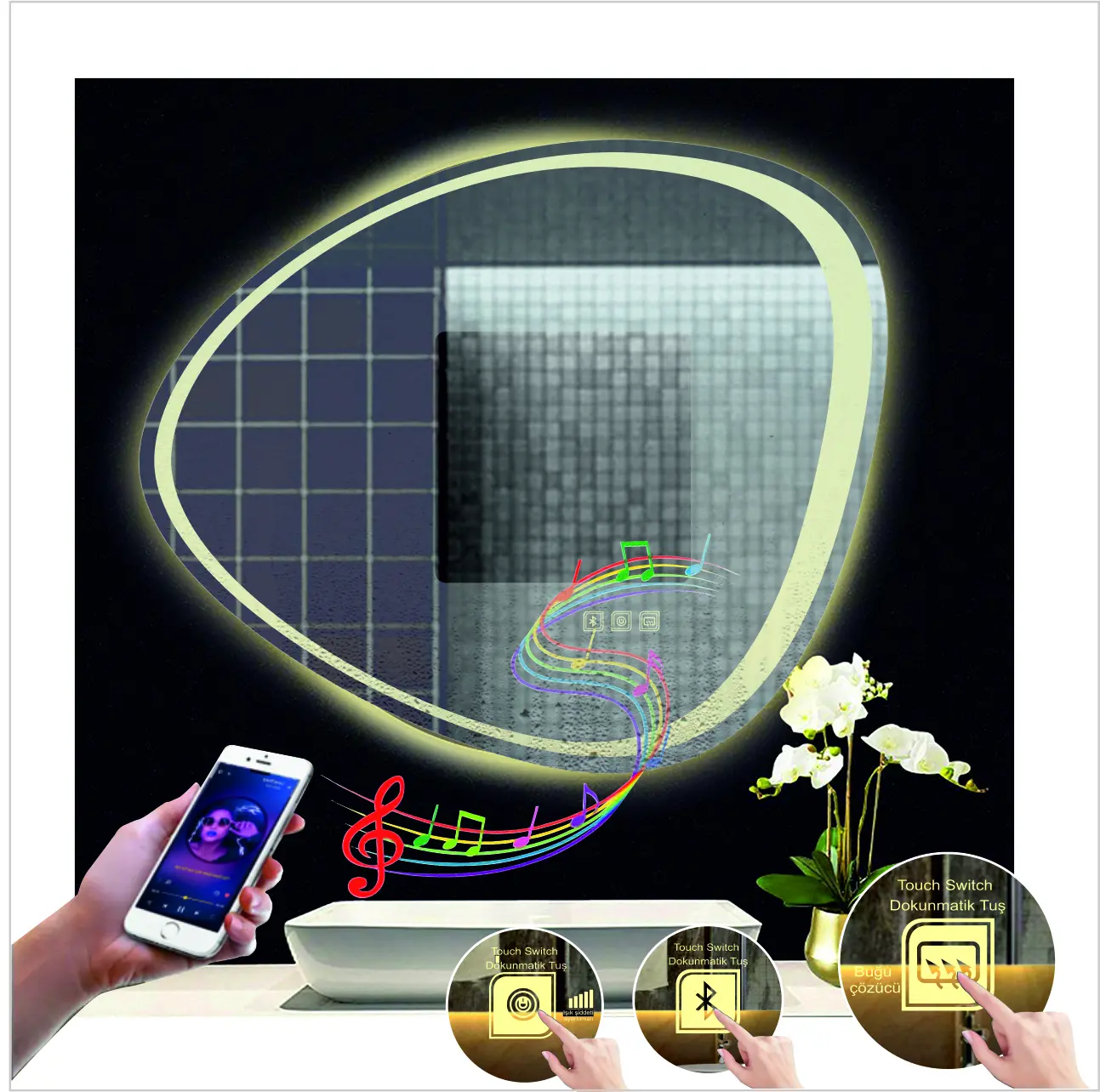 Asimetrik Bluetooth Ayna Model 8