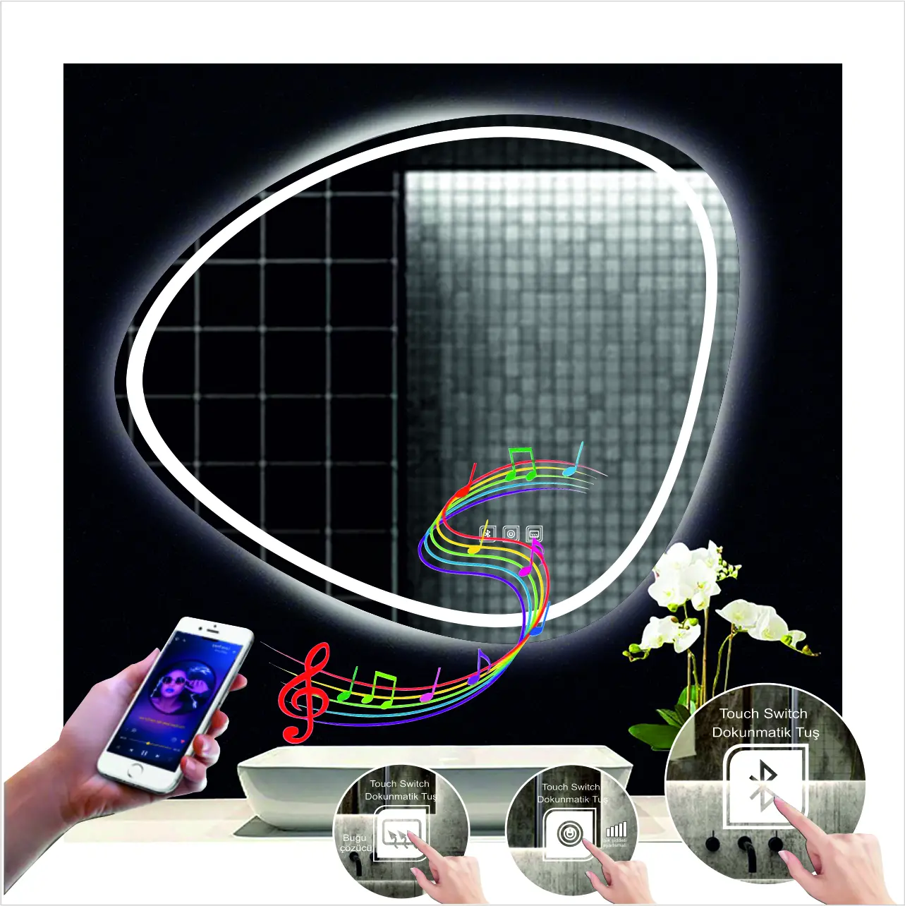 Asimetrik Bluetooth Ayna Model 9